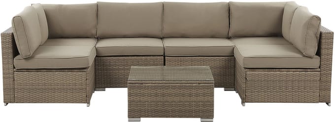 BELVEDERE - Loungeset voor 6 - Bruin - PE rotan