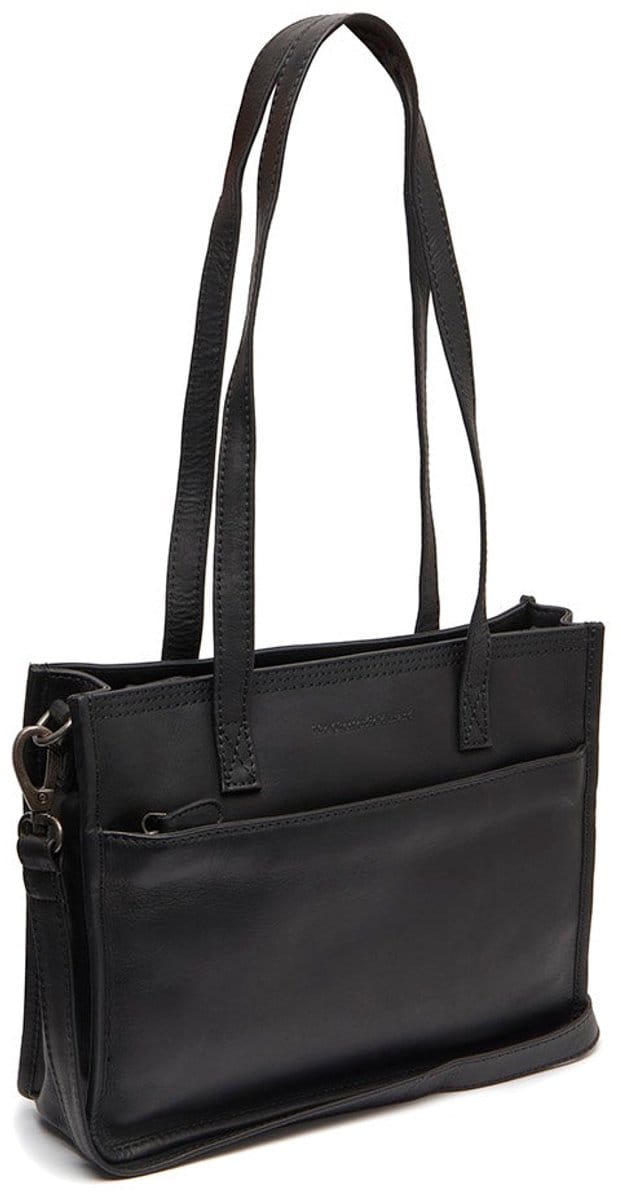 The Chesterfield Brand Waxed Pull Up Medium Schoudertas Dames - Leer - Zwart