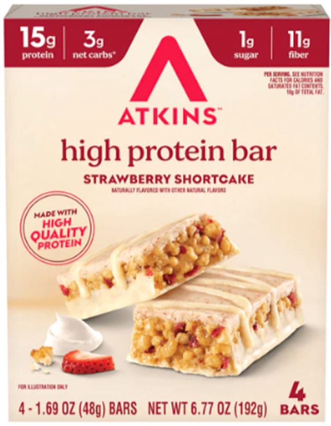 Atkins | High Protein Bar | Strawberry Shortcake | Doos | 4 x 48g