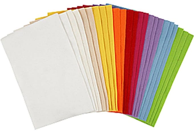 Hobbyvilt, 20x30 cm, 1,5 mm, 180-200 gr, Diverse Kleuren, 24 Div Vellen