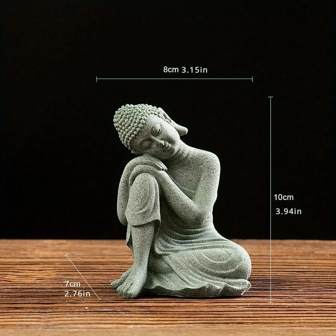Statue de Bouddha Décoration d'aquarium Mini figurine bouddhiste Décoration de bureau Décoration de table Statue zen en grès vert Thaïlande