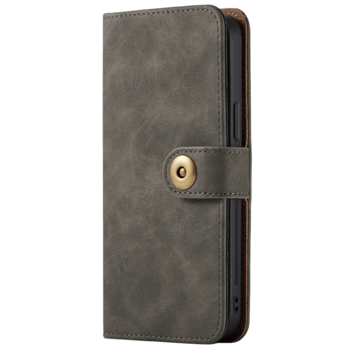 Mocaa iPhone 12 Pro Max  Vintage 2-in-1 Wallet Hoesje Grijs