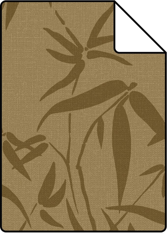 Proefstaal ESTAhome behang bamboe bladeren okergeel - 26.5 x 21 cm - 139298-S