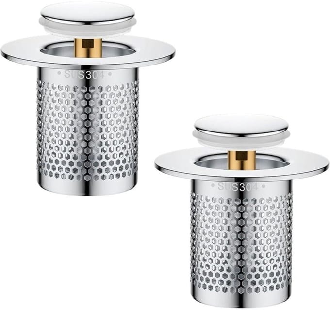 2 roestvrijstalen filters met haarfilter