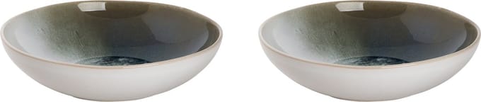 Palmer - Bord diep - Pastabord - Nordic - 22,5 cm - Wit/Groen - Stoneware - Bordenset