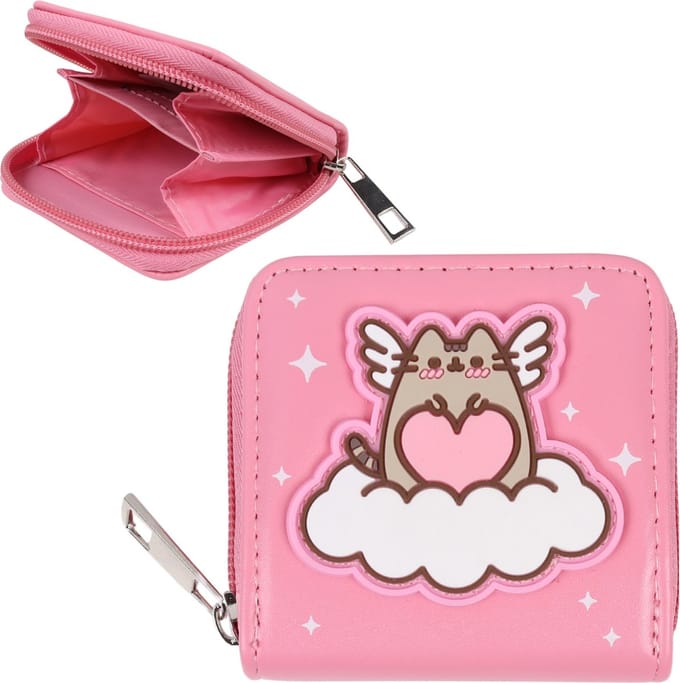 Pusheen Roze kleine portemonnee voor meisjes, kinderen, ritssluiting, kat