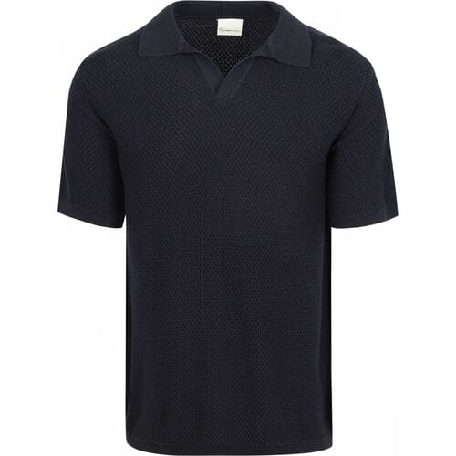KnowledgeCotton Apparel Polo Knitted Donkerblauw (navy) - Maat M - Heren - Casual T-shirts