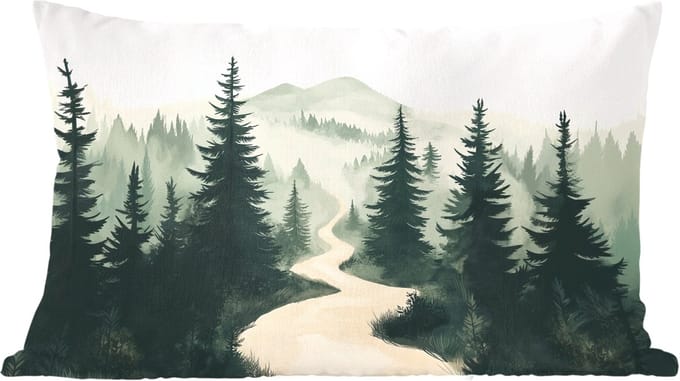 Sierkussens - Kussentjes Woonkamer - 60x40 cm - Pad - Bomen - Bos - Illustratie