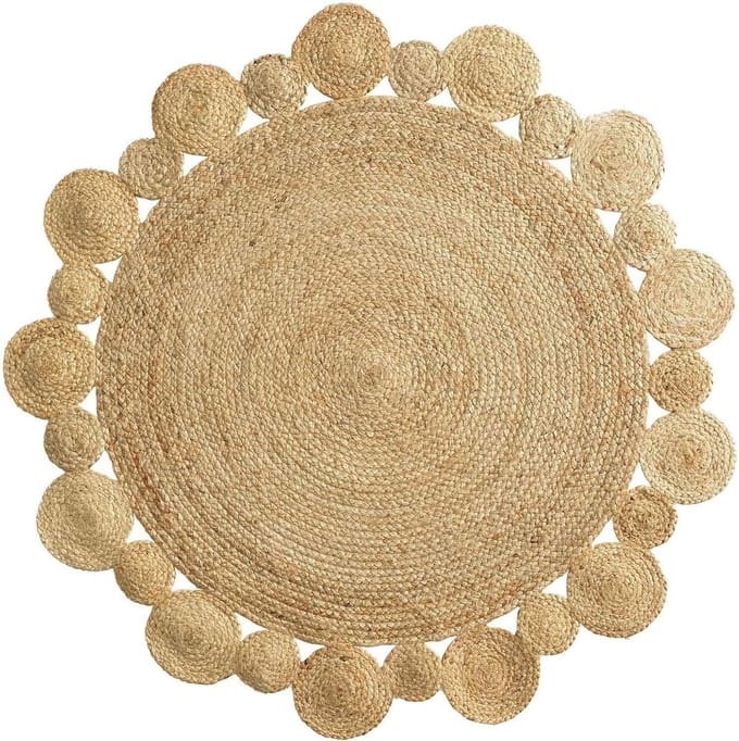 Rond vloerkleed 120 cm opengewerkt jute cordou_