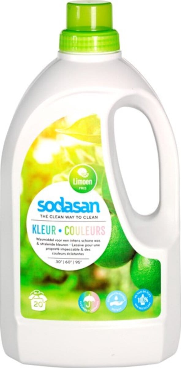 Sodasan Vloeibaar Wasmiddel Gekleurde Was Limoen (6x 1,5L)
