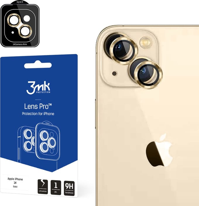 3mk Camera Glass for iPhone 14 9H for Lens Protection Pro Series Lens - Gold