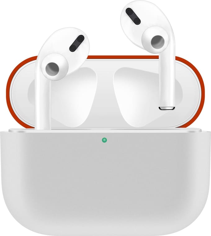 KELERINO. Siliconen Case geschikt voor Apple AirPods Pro - Hoesje - Wit / Rood