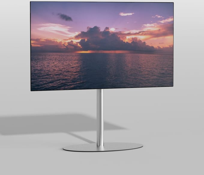 Cavus TV Vloerstatief ELLIPS 80 – geborsteld RVS - hoogte 80cm - VESA 200x200