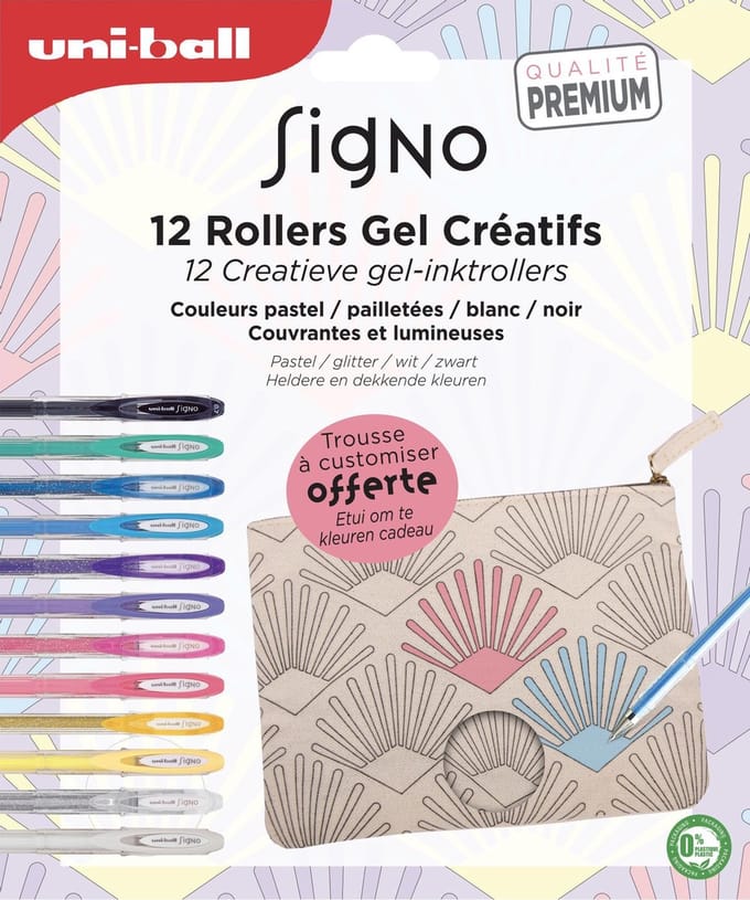 Uni-Ball Signo - Rollerball Gelpen - Set a 12 stuks - Pastelkleuren - Glitter