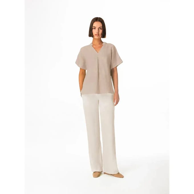 V-hals blouse voor dames Haris Cotton Essentials Front Pleat