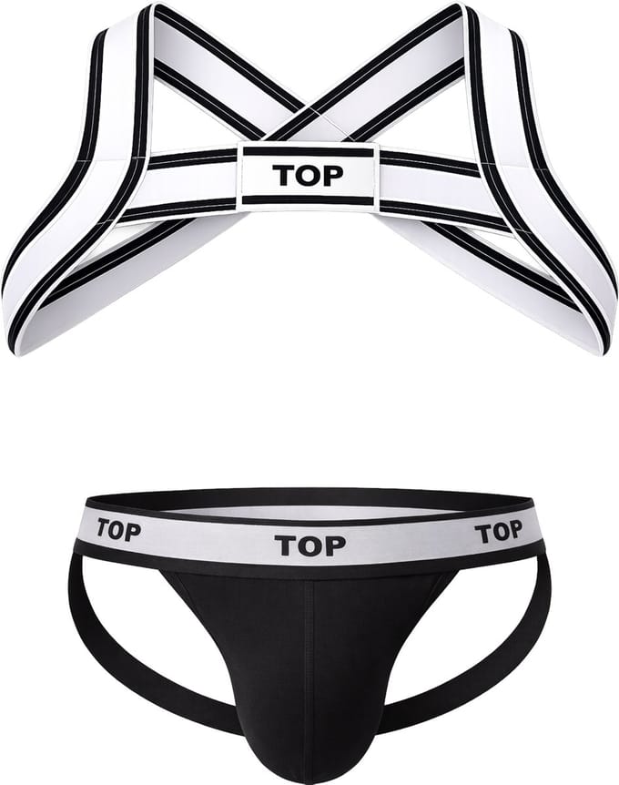 Barcode Berlin TOP Multipack 1x Jockstrap Black + 1x Harness White-Black - MAAT - Heren Ondergoed - Jockstrap voor Man - Mannen Jock
