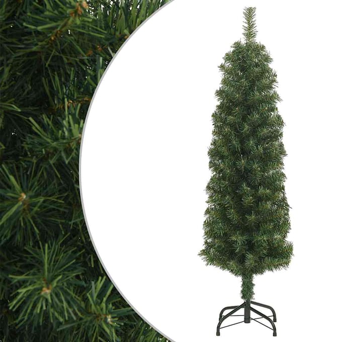vidaXL - Kunstkerstboom - met - standaard - smal - 120 - cm - PVC - groen