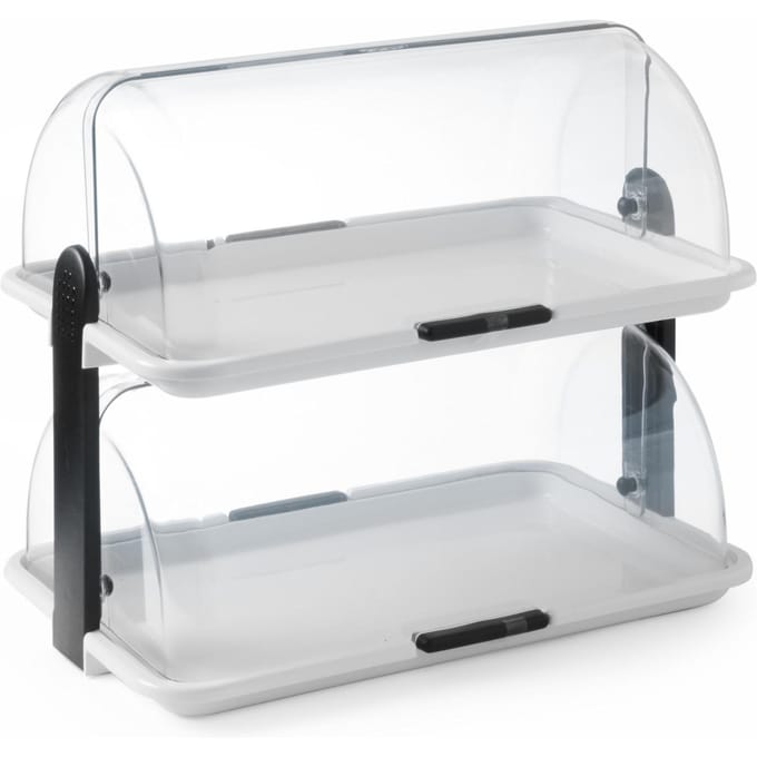 HENDI Dubbele roltop-presentatie – transparant – vaatwasmachinebestendig – 465x310x410 mm