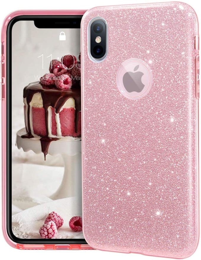 Geschikt voor Apple iPhone XR Backcover - Roze - Glitter Bling Bling - TPU case