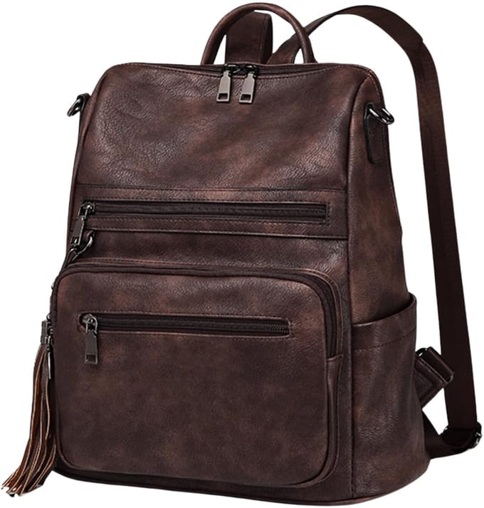 Rugzak dames-Waterdichte Casual laptoptas School Schoudertas voor Dames-Koffie