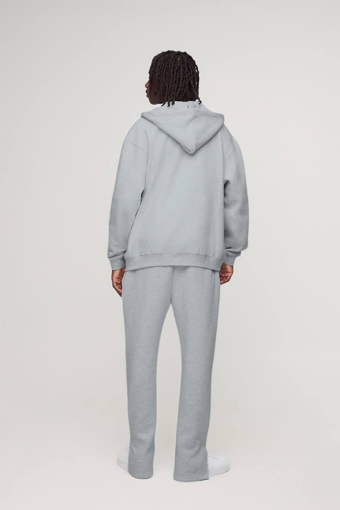 330GSM Regular Fit Split Hem Jogger | Grey Marl | Size Medium