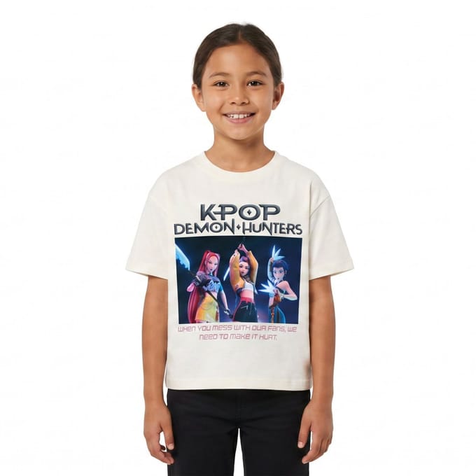 Kpop Demon Hunters T-shirt - maat 128 - Wit - Korte mouwen