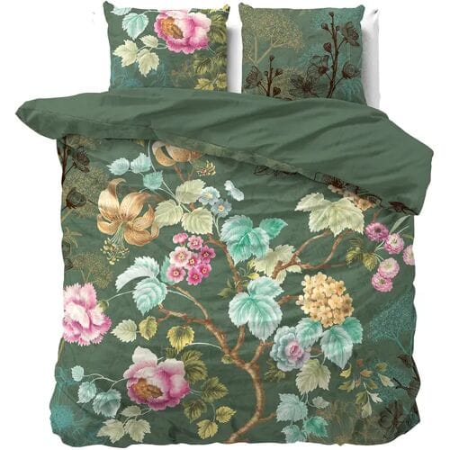 Wild Chanda Dekbedovertrek - 140x200/220 + 1 kussensloop 60x70 - Olijf Groen - Eenpersoons