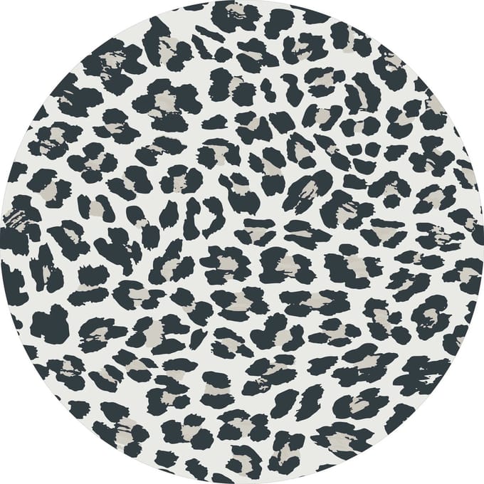 Vinyl | Vloerkleed vinyl rond | Panter grey | 95 cm Rond