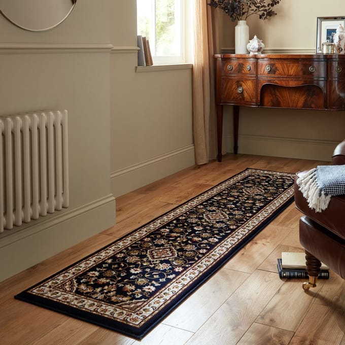 Flycarpets Klassieke loper - Sandford Blauw 60 x 230 cm