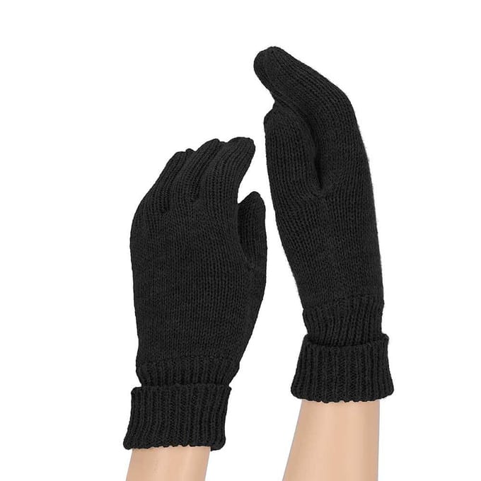 Sarlini - Handschoenen Jongens - Ribbed - Effen - Zwart - 8 t/m 12 jaar