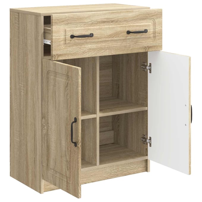 vidaXL - Dressoir - met - lade - Sonoma - Eiken - 66 - x - 34,5 - x - 87 - cm - Bewerkt - hout