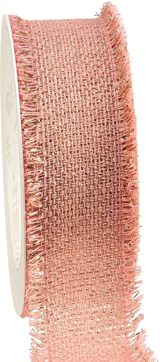 Decoratief lint franjelint roze goud B40mm L15m