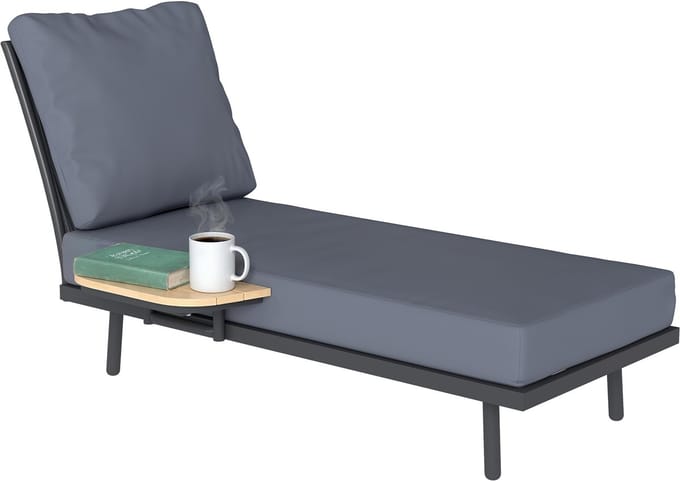 Outsunny ligstoel - Metaal, polyester, schuim - 58 x 137 x 75 cm - Grijs