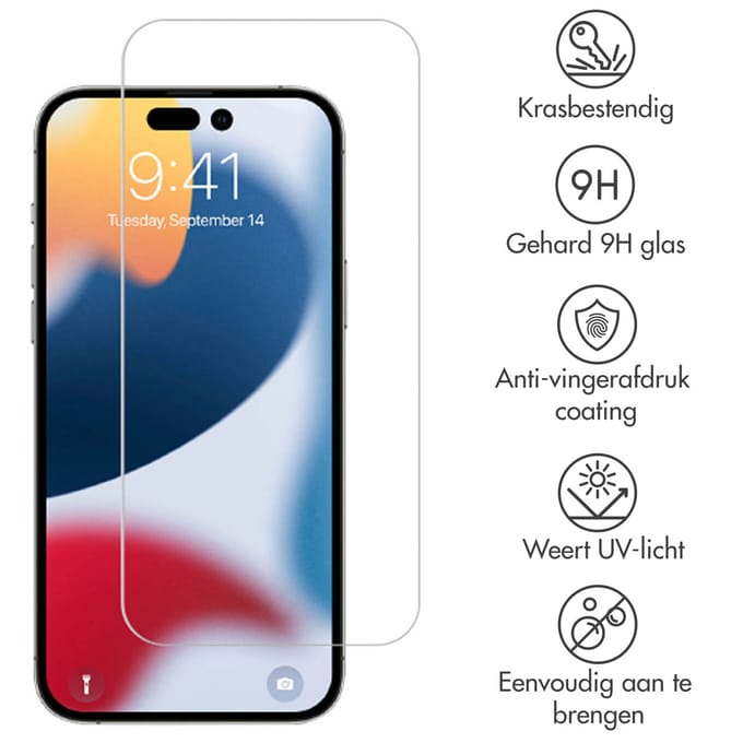 Accezz Screen Protector - Geschikt voor Apple iPhone 14 Pro Max - Gehard Glas Screenprotector