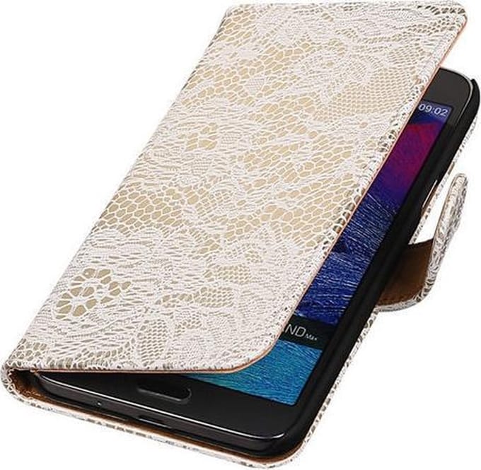 Samsung Galaxy Grand Max Lace Kant Booktype Wallet Hoesje Wit - Cover Case Hoes
