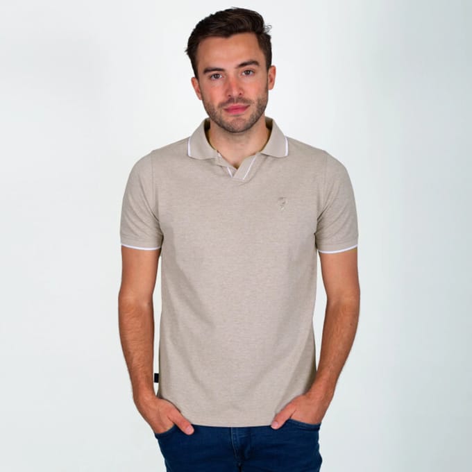 Q1905 Polo shirt stein zand melange
