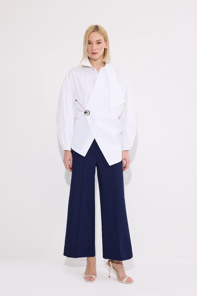 Touché Privé - Crêpe broek met siernaden - Marine - Dames