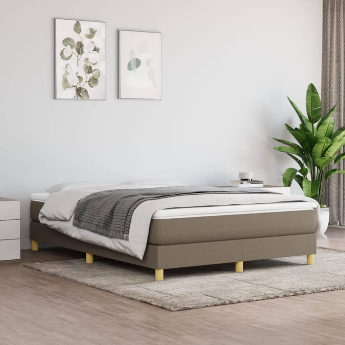 vidaXL - Boxspring - bed - stof - taupe - 140x200 - cm