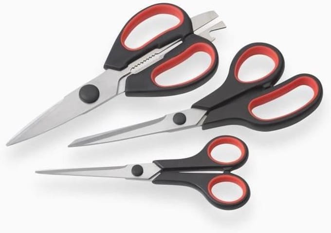 Meister Scharenset 3-delig – Inclusief Keukenschaar, Knipschaar & Hobby schaar – RVS – Soft-Grip Handgrepen