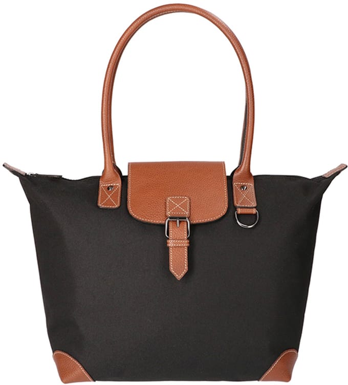 Leather Design Canvas Handtas/Schoudertas 15.4'' Zwart