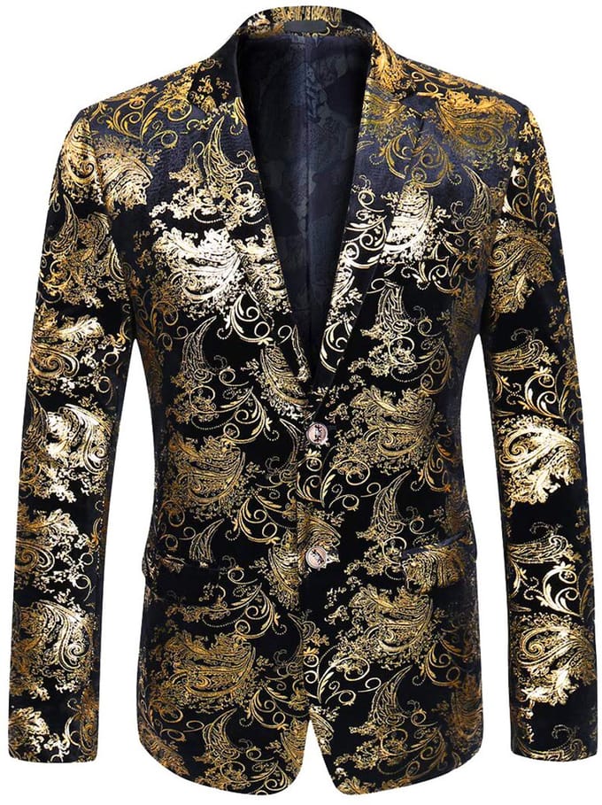 ALLTHEMEN Heren Colbert met Gouden Opdruk - Geborduurde Knopen - M