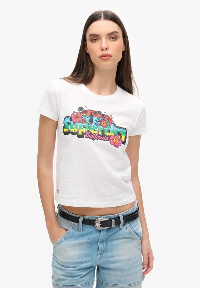 Superdry - Cali sticker T-shirt met aansluitende pasvorm - Dames - T-shirts