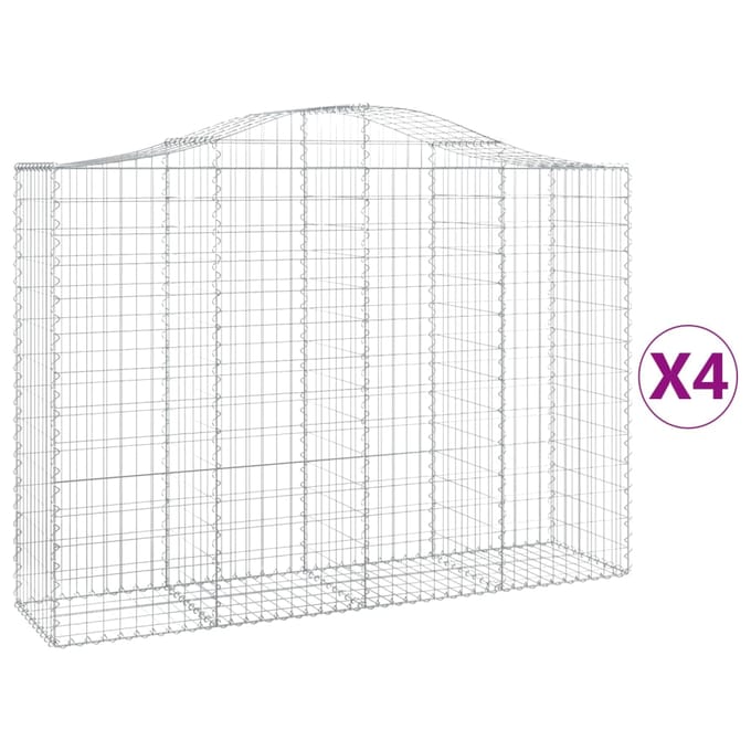 vidaXL Schanskorven 4 st gewelfd 200x50x140/160 cm ijzer