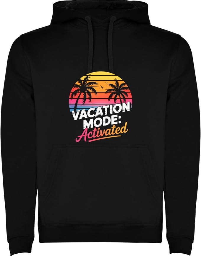 Zwarte hoodie Vacation Modus Activated - Vakantie Modus geactiveerd - Palmbomen - genieten Maat M