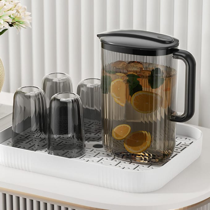 Karaf voor Warm Koud Water Grote Capaciteit Multifunctioneel Transparant Plastic Hittebestendig Drank gray