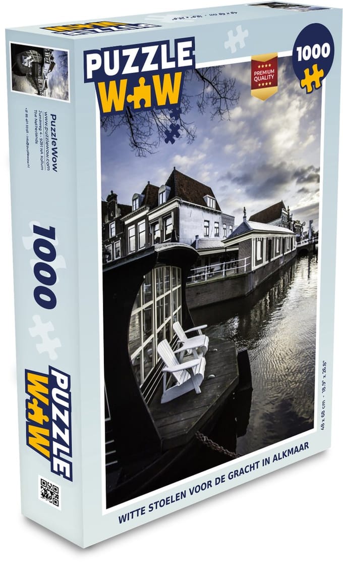 Puzzel Alkmaar - Boot - Gracht - Legpuzzel - Puzzel 1000 stukjes volwassenen