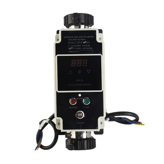 2,7 tot 3,3 kW Zwembadverwarmer Elektrische Zwembadwaterverwarmer Jacuzzi Thermostaat met Digitaal black