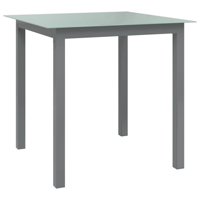 vidaXL - Tuintafel - 80x80x74 - cm - aluminium - en - glas - lichtgrijs