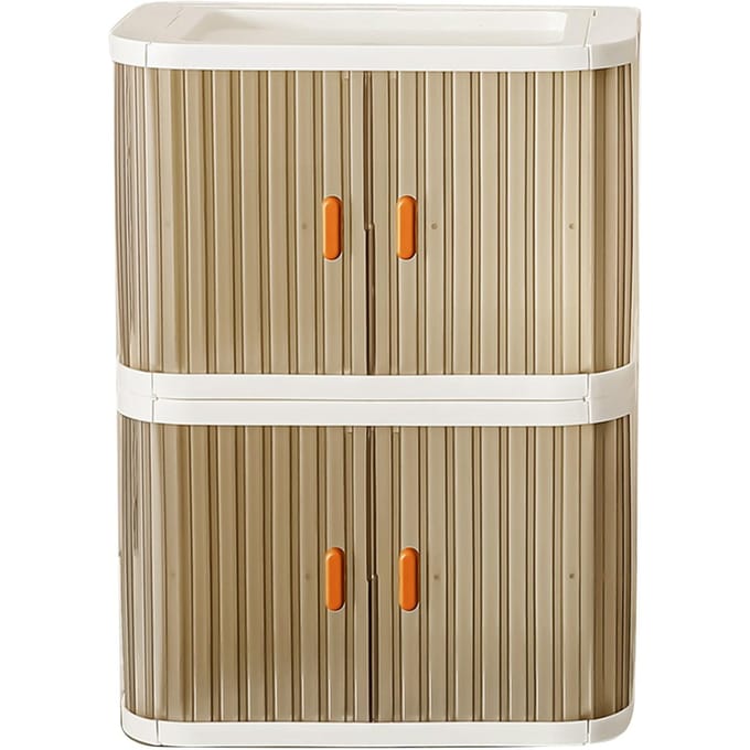 Opvouwbare Desktop Opbergdoos met 2-weg Schuifdeur Stapelbaar Ruime Capaciteit Organizer Container