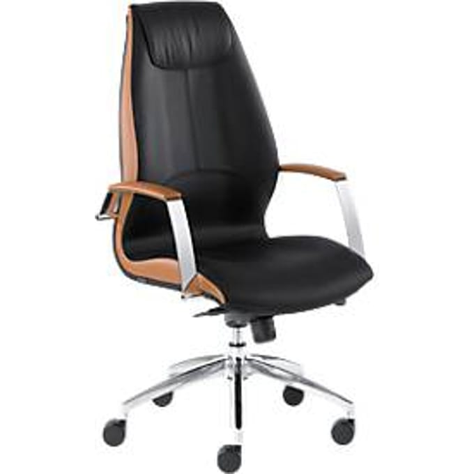Directiestoel WAVE, met armleuningen, zwart/bruin